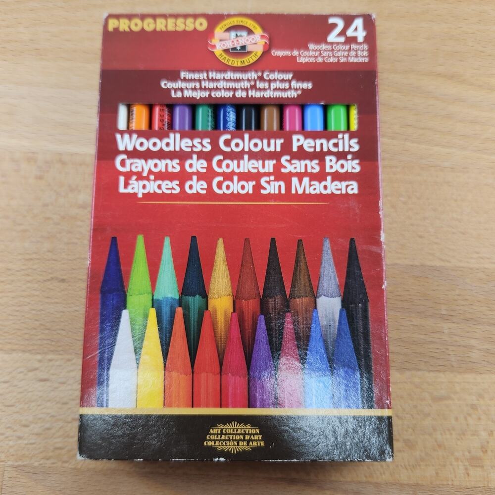 Koh-I-Noor Woodless Colour Pencils 24 Assorted Colors- Open But Unused